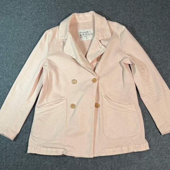 Frank & Eileen Belfast Pink Cotton Blend Double Breasted Blazer Jacket Womens S - Picture 2 of 12